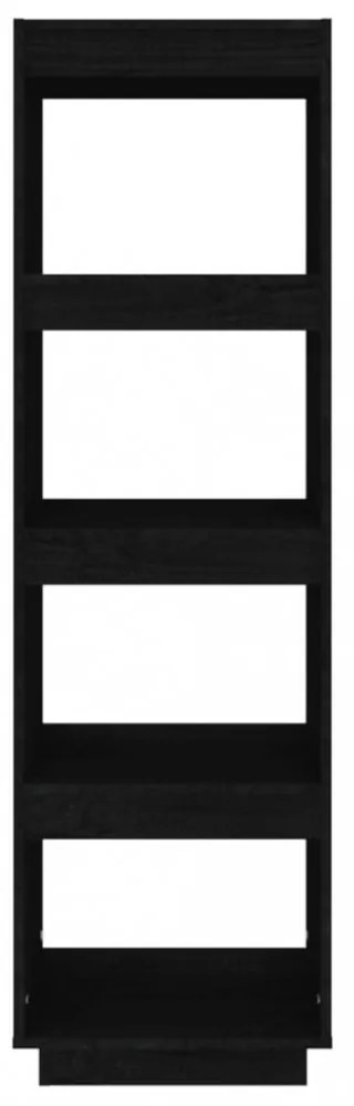 fekete tömör fenyőfa könyvszekrény/térelválasztó 40x35x135 cm