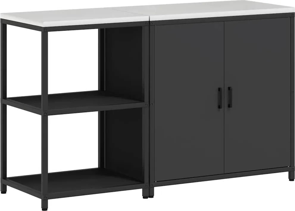 vidaXL Konyhai Tároló Készlet 2 pcs Fekete Hidegen hengerelt acél