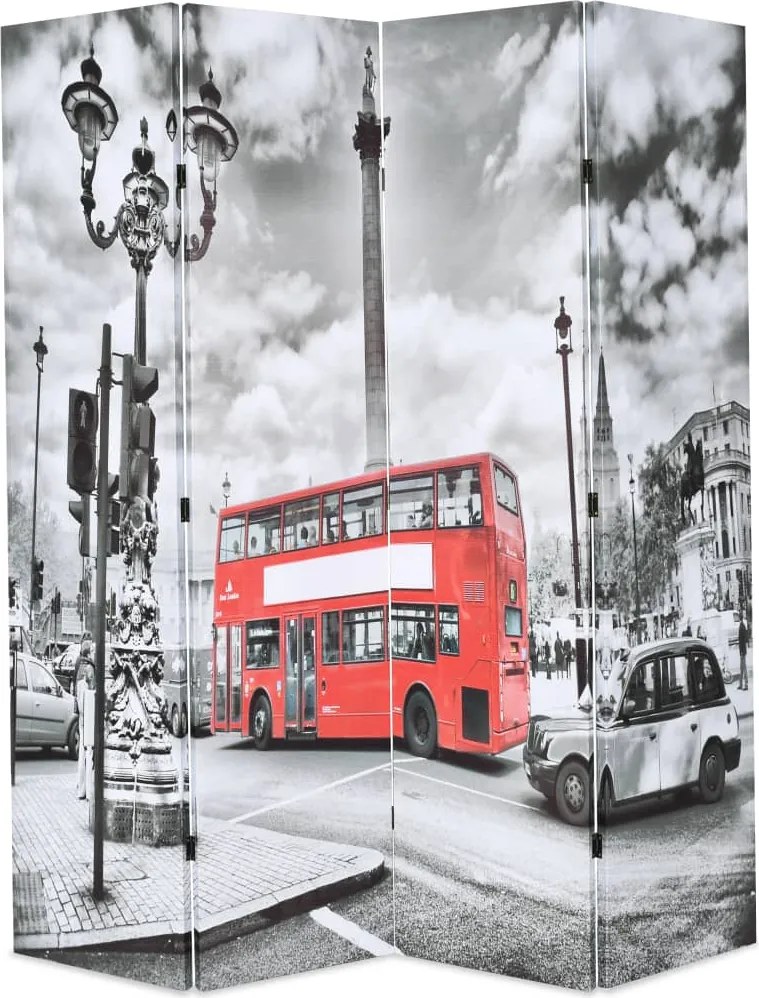 vidaXL fekete-fehér londoni busz mintás paraván 160 x 170 cm
