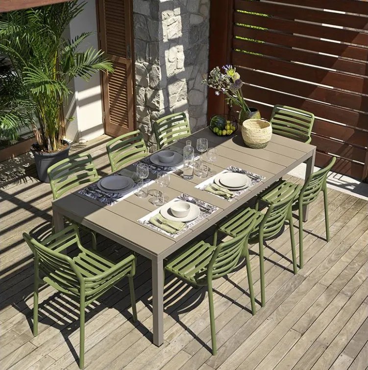 Nardi Doga és Doga Bistrot szék - Nardi Rio Alu 210 cm asztal 8 személyes több színben