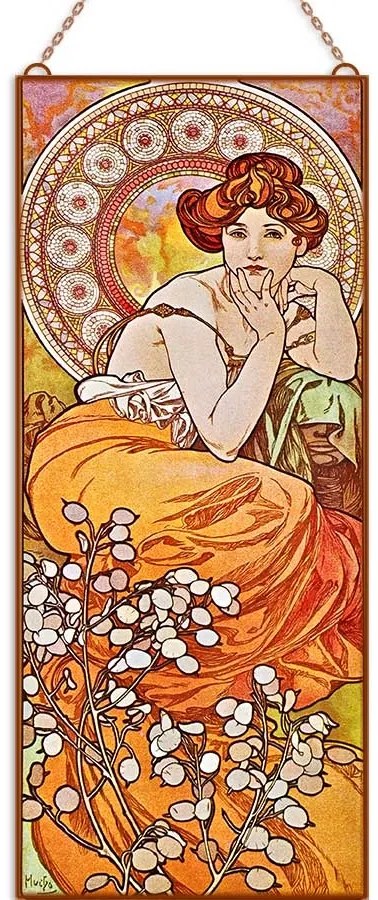 Alfonse Mucha - Ékkövek - Topáz üvegkép, falikép