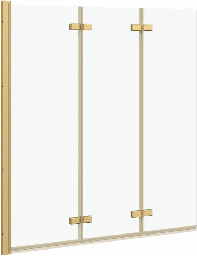 vidaXL Zuhanybeépítés Arany 130 x 138 cm ESG üveg és alumínium