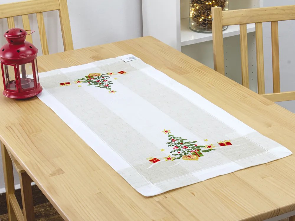 Hímzett karácsonyi terítő Christmas tree TiaHome - 85x85cm