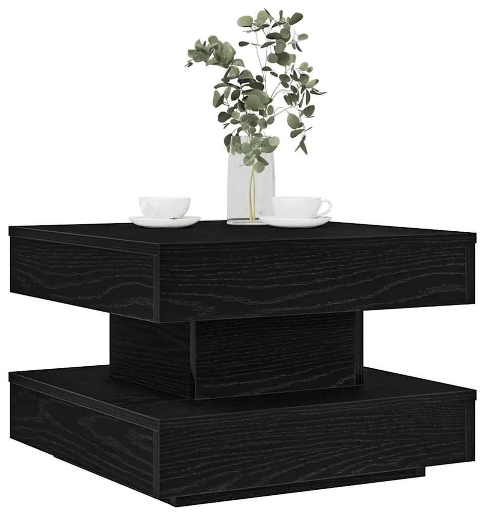 Fekete dohányzóasztal 360 fokban forgatható 50x50x34,5 cm