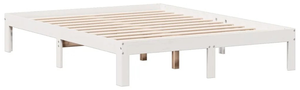 fehér tömör fenyőfa könyvespolcos ágy matrac nélkül 135x190 cm