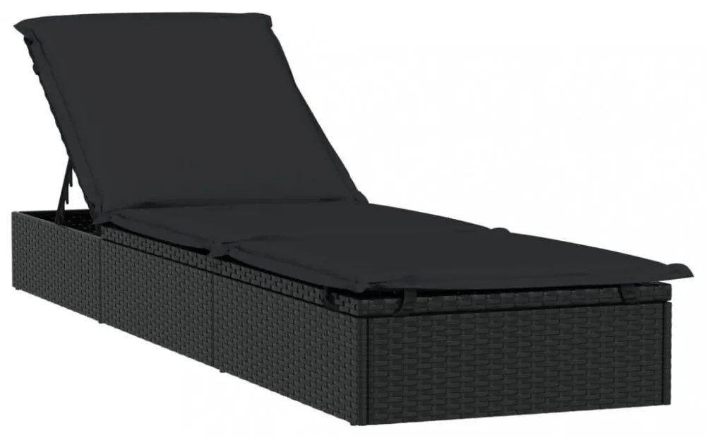 fekete polyrattan napágy kerek tetővel 211 x 57 x 140 cm