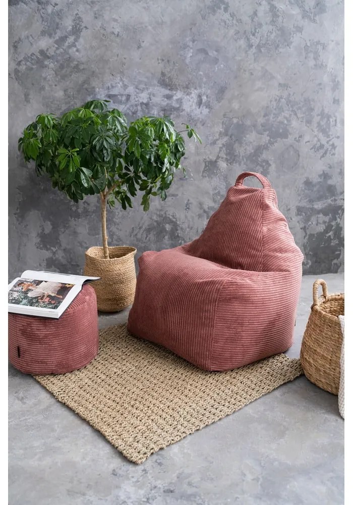 Téglavörös kordbársony babzsákfotel Play Amuse – SLOWDOWN