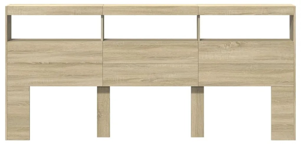 sonoma tölgy színű áthidalószekrény LED-ekkel 220 x 17 x 102 cm