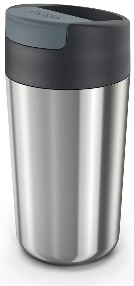 Sötétkék-fényes ezüstszínű utazóbögre 450 ml Sipp – Joseph Joseph