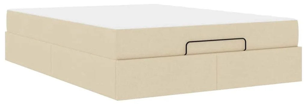 Ágykeret tárolóval Krém 160 x 200 cm szövet