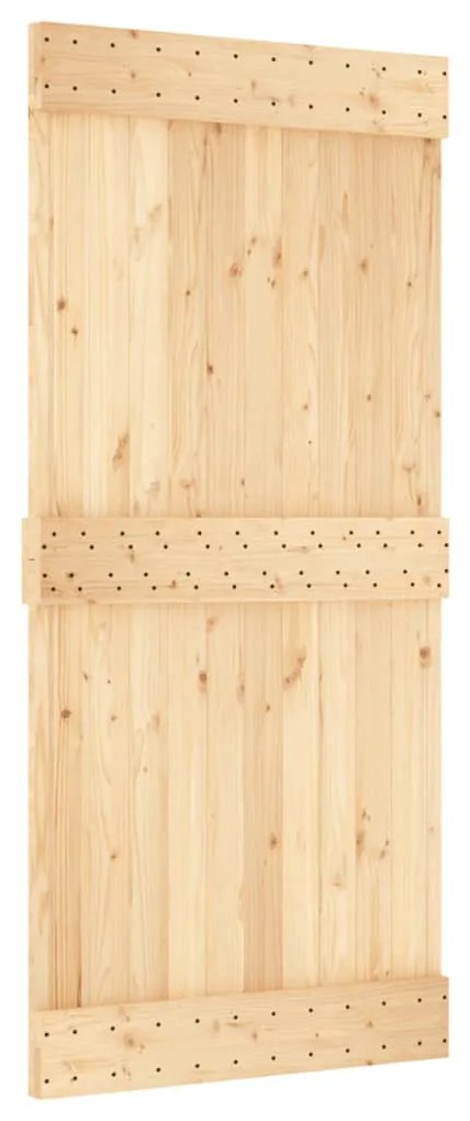 Tömör fenyőfa tolóajtó fémszerelékszettel 95 x 210 cm