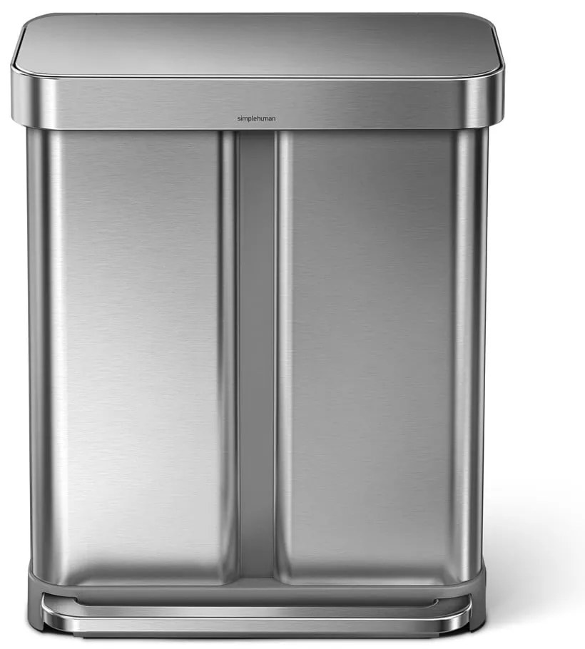 Rozsdamentes acél pedálos szemetes szelektív hulladékhoz 58 l Dual - simplehuman