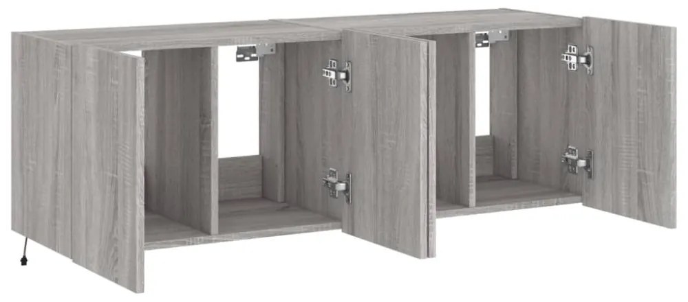 2 db szürke sonoma fali TV-szekrény LED-ekkel 60x35x41 cm