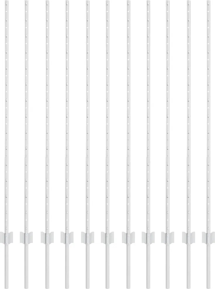 vidaXL Kerítésoszlop 11 pcs Ezüst 140 cm Acél