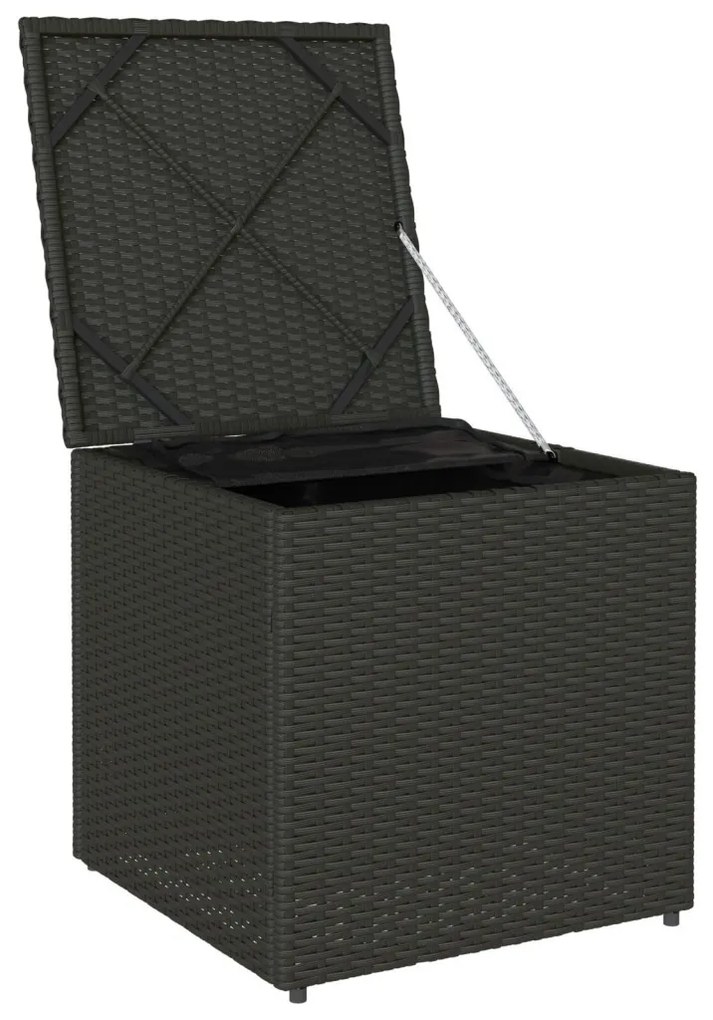 Kültéri Tároló Doboz Fekete és Krém Rattan, Poliészter 80 cm
