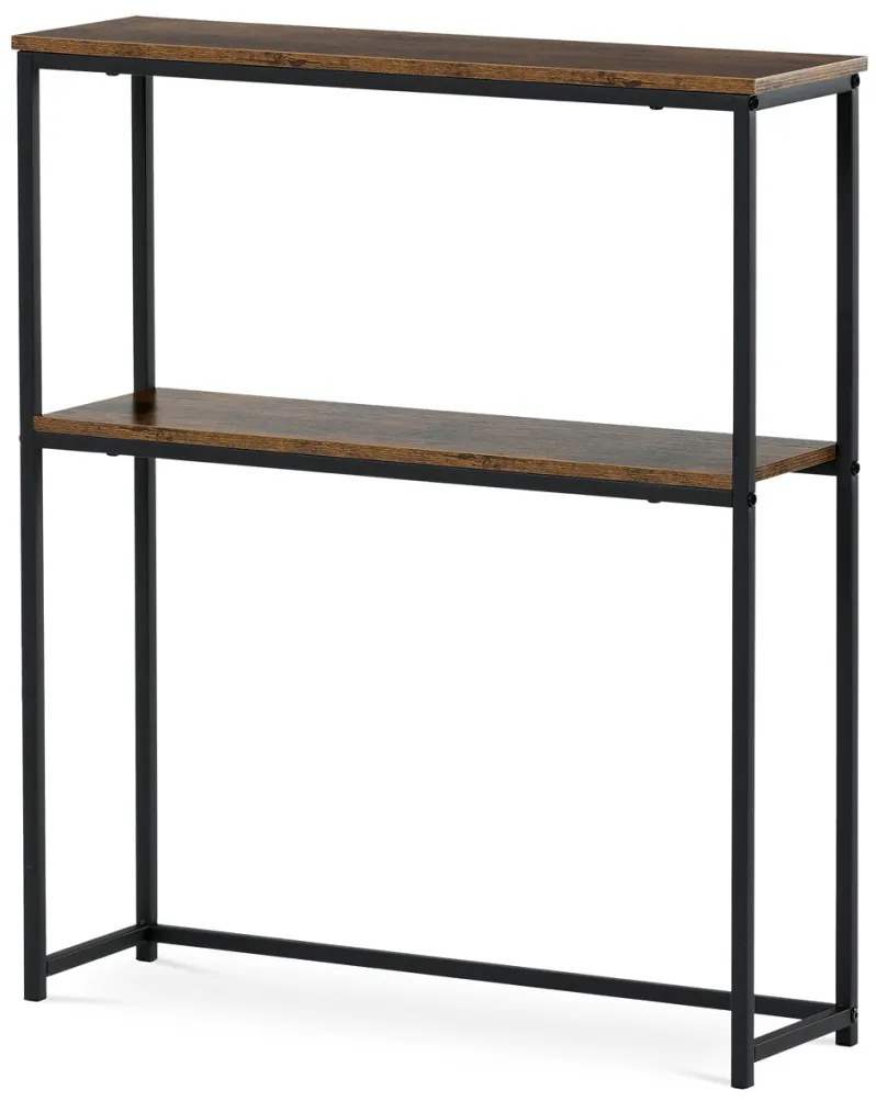 Konzolasztal polccal, 70x20x82 cm, öregtölgy színben