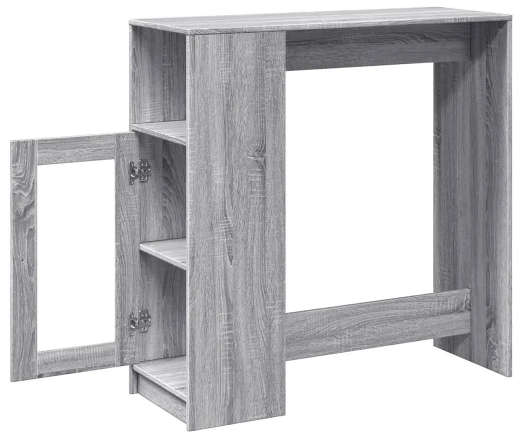 szürke sonoma szerelt fa bárasztal tárolókkal 101x40x103,5 cm