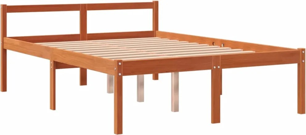 Viaszbarna tömör fenyőfa időseknek való ágy 120 x 190 cm