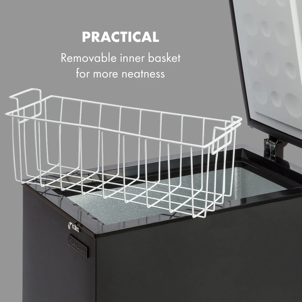 Klarstein Iceblokk 51, fagyasztódoboz, szabadon álló, 51 l, zárható, E energiahatékonysági osztály, fekete