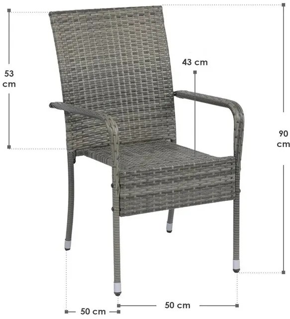 Juskys Yoro rattan székek 2 darabos - szürke