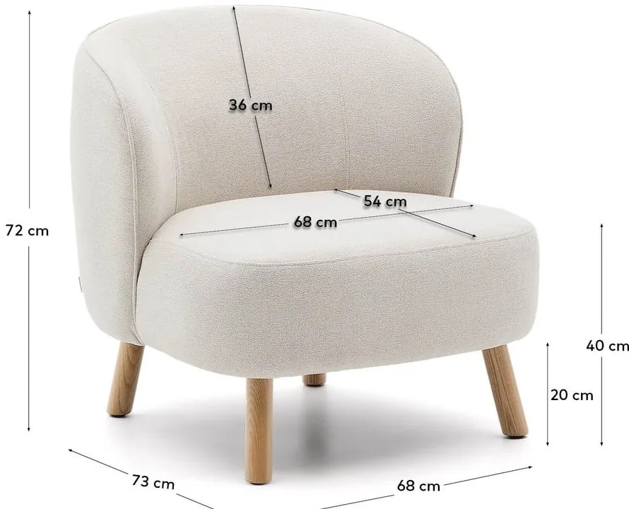 Krémszínű zsenília fotel Ulit – Kave Home