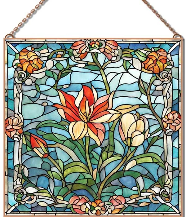 Stained-Glass-Flower-3 üvegkép, falikép