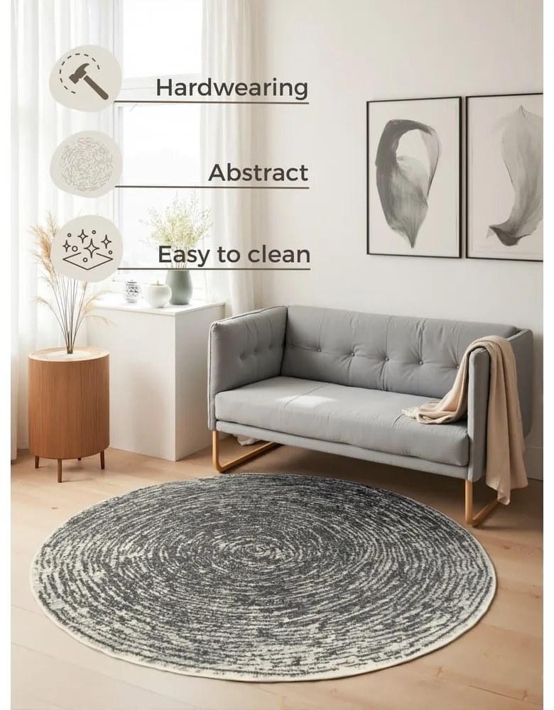Szürke-krémszínű kerek szőnyeg ø 160 cm Gloria Cavallo – Hanse Home