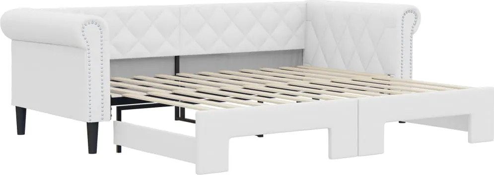 vidaXL fehér kihúzható műbőr heverő 90 x 200 cm