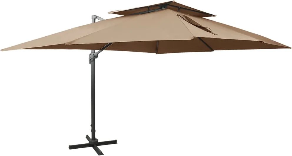 vidaXL tópszínű dupla tetejű konzolos napernyő 400 x 300 cm