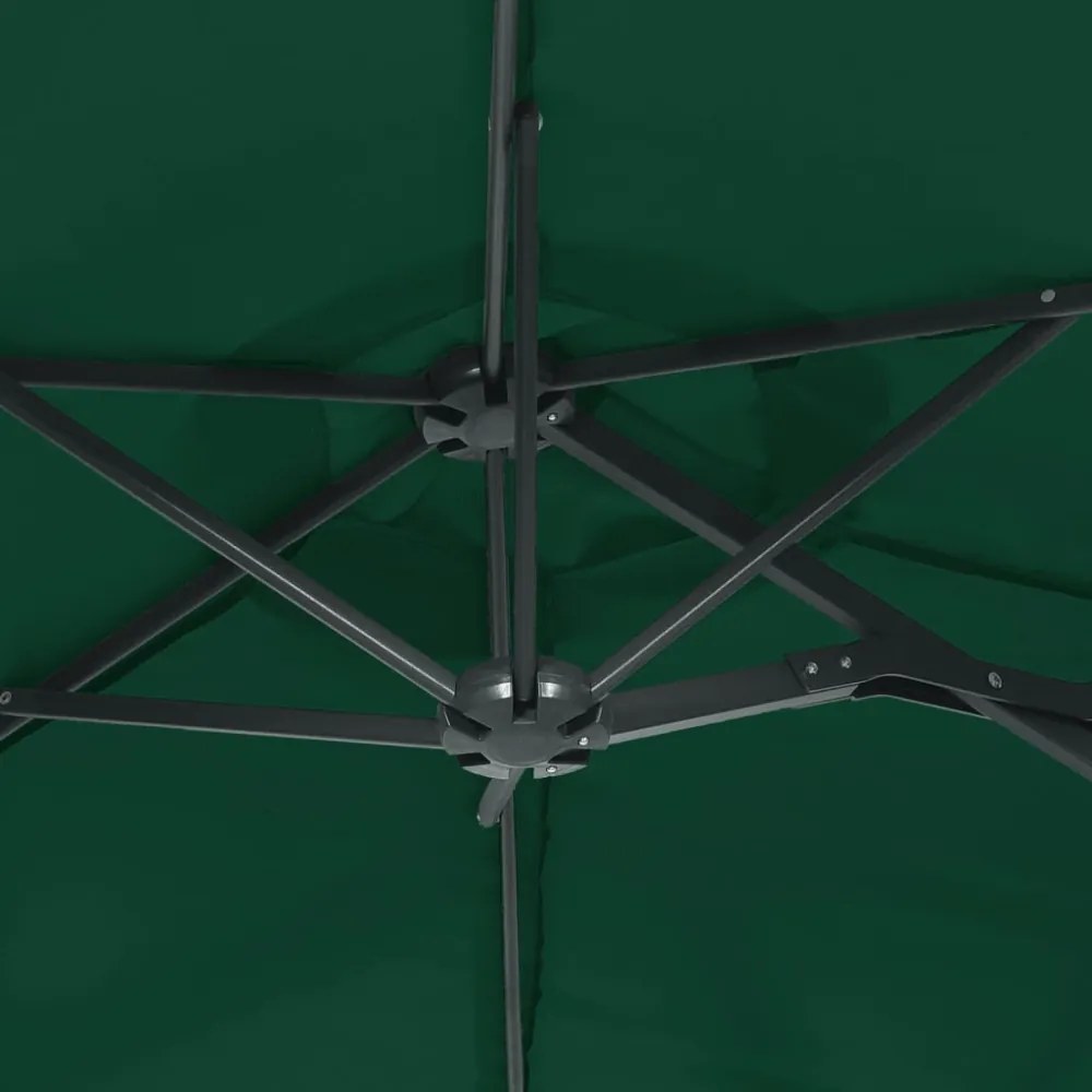 zöld dupla tetős napernyő LED-ekkel 316x240 cm