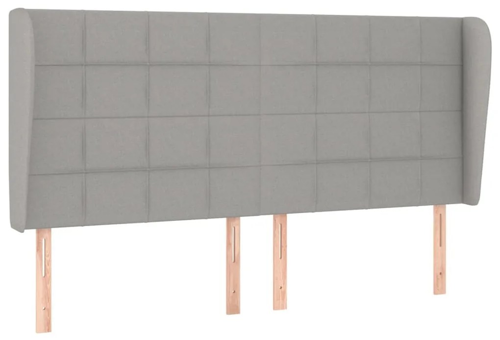 világosszürke szövet fejtámla szárnyakkal 163x23x118/128 cm