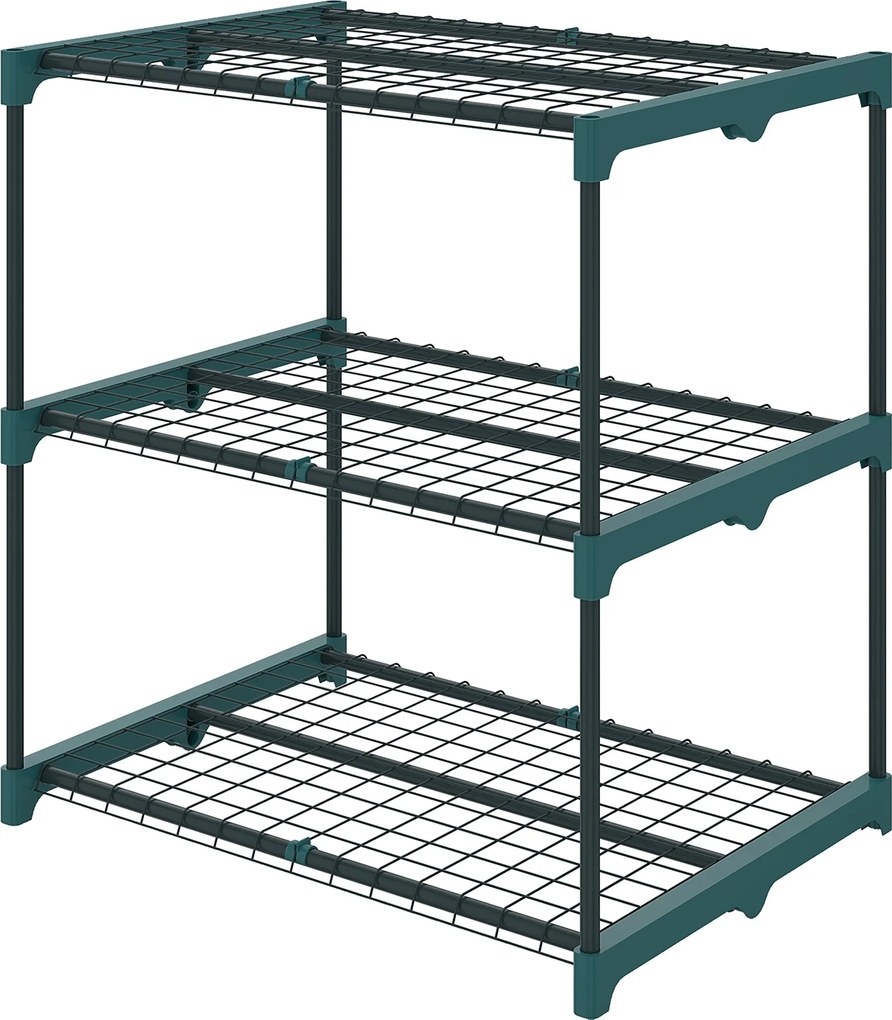 Outsunny 3 szintes növénytartó, 72 cm magas – beltéri/kültéri acél virágtartó, erkélyre, sötétzöld | Aosom