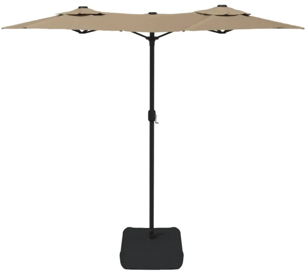 tópszínű dupla tetős napernyő LED-ekkel 316x145 cm