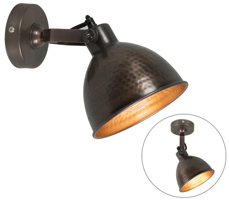 Ipari fali lámpa réz állítható sárgarézzel - Liko