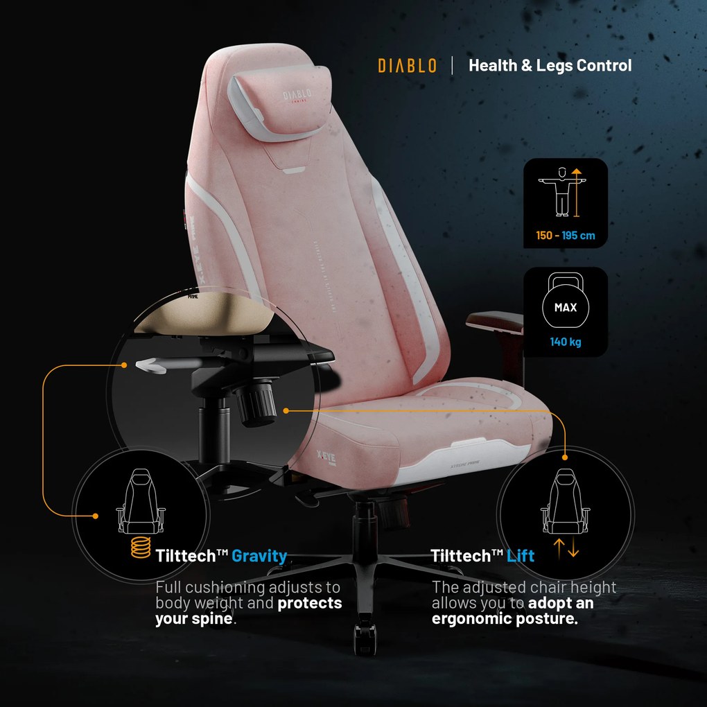 Gamer szék Normal Size fekete-rózsaszín: Diablo X-Eye Prime Akira Pink
