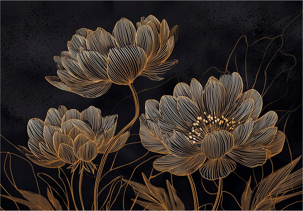 Fotótapéta Virágok Absztrakt Arany Hálószoba Nappali Tapéta Flizelina 150x105