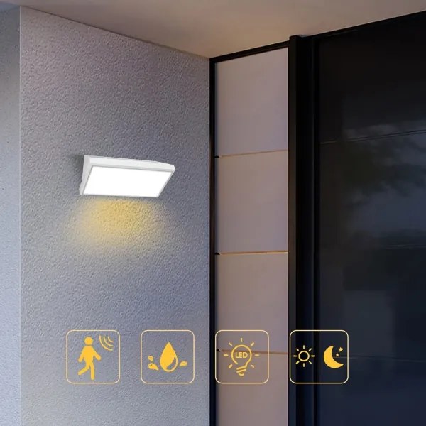 Brilagi-LED kültéri fali lámpa TRIANGLE LED/20W/230V fehér IP65 érzékelővel