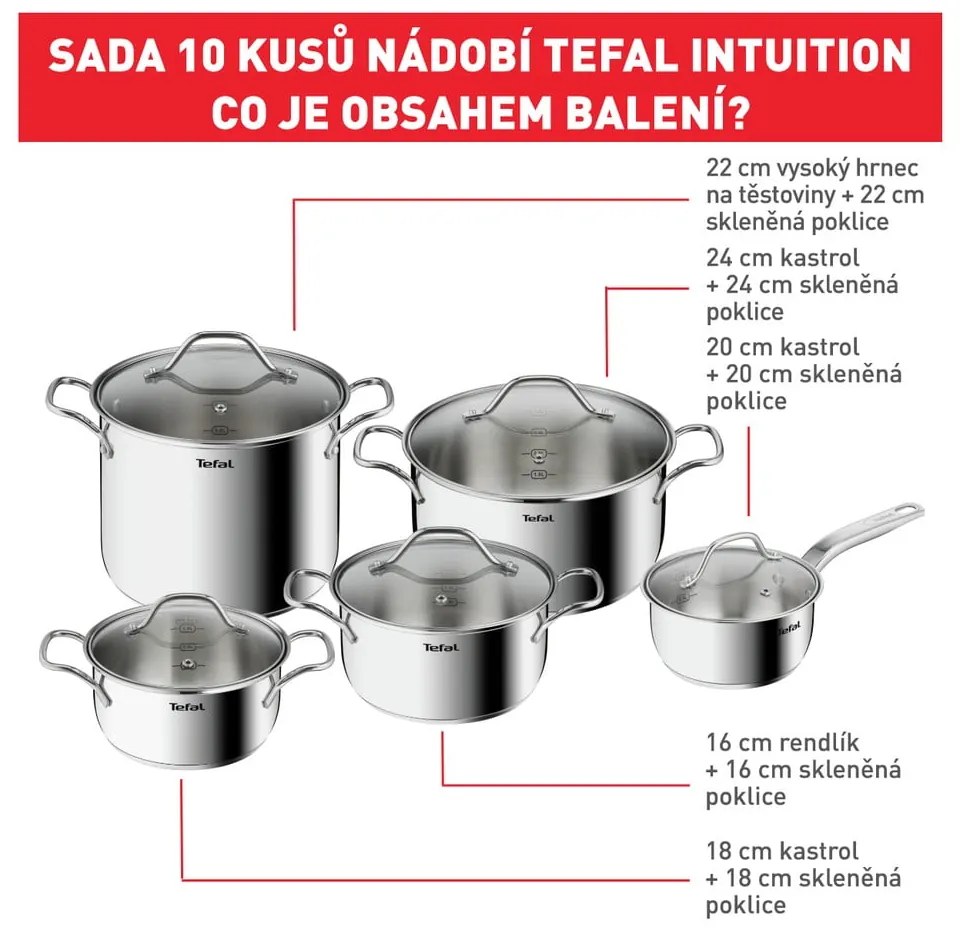 Rozsdamentes acél edény készlet 10 db-os Intuition – Tefal
