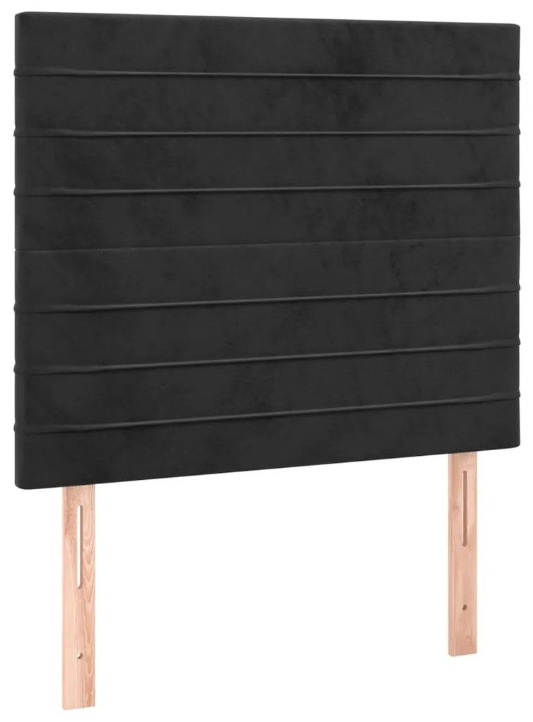 fekete bársony ágykeret fejtámlával 90x190 cm