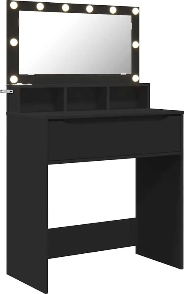 vidaXL Hálószobai Öltözködő Asztalok Fekete 80 x 39,6 x 135 cm Faanyag