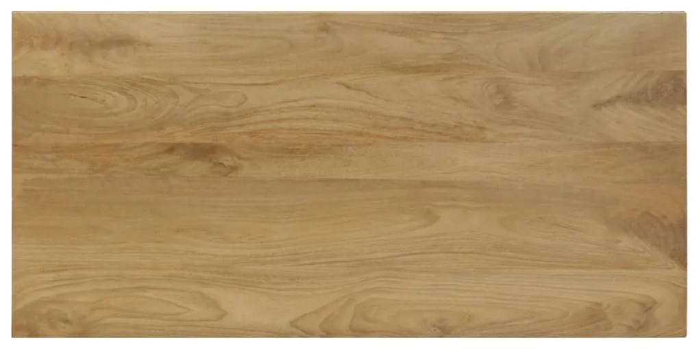 Tömör mangófa és acél étkezőasztal 115 x 55 x 76 cm