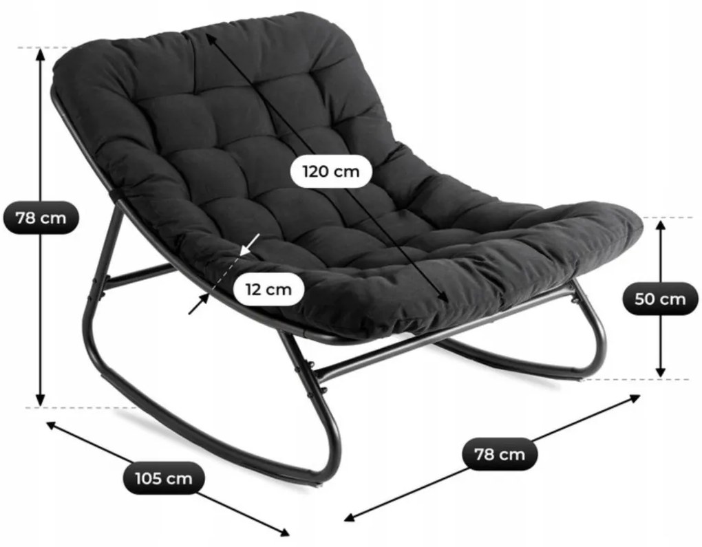 Hintafotel Fekete Párnával. AURORA