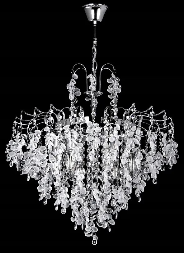 Nagy kristály csillár lámpa klasszikus kristályokkal ezüst E14 palota