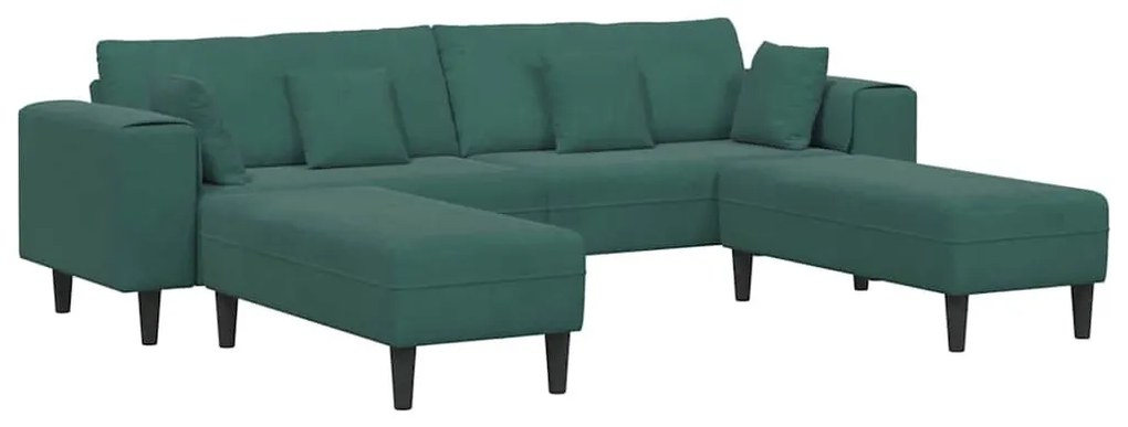 Bársony Kanapé párnával 3 pcs Sötétzöld 208 cm Bársony