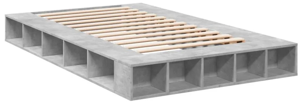 betonszürke szerelt fa ágykeret 135 x 190 cm