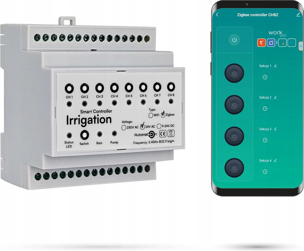 Tuya öntözésvezérlő 8 részes Zigbee CH8ZN