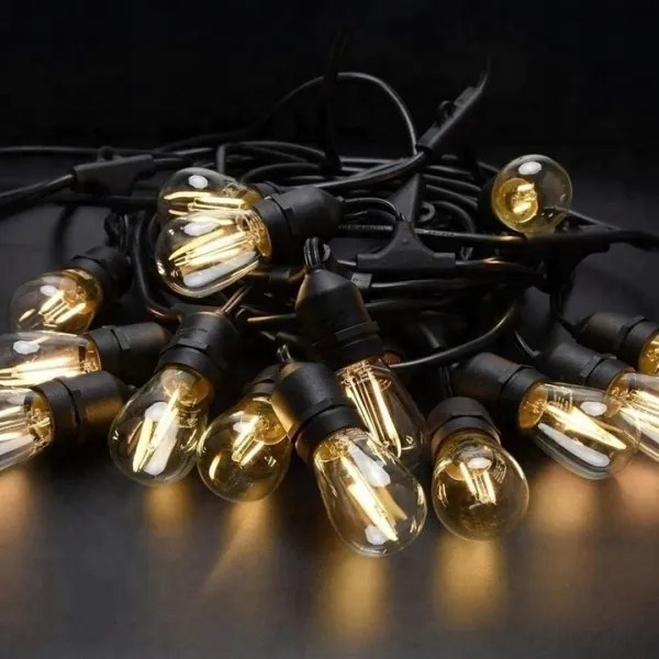 LED kültéri dekorációs fényfüzér 20xE27/1W/230V 11,44 m IP44 fekete