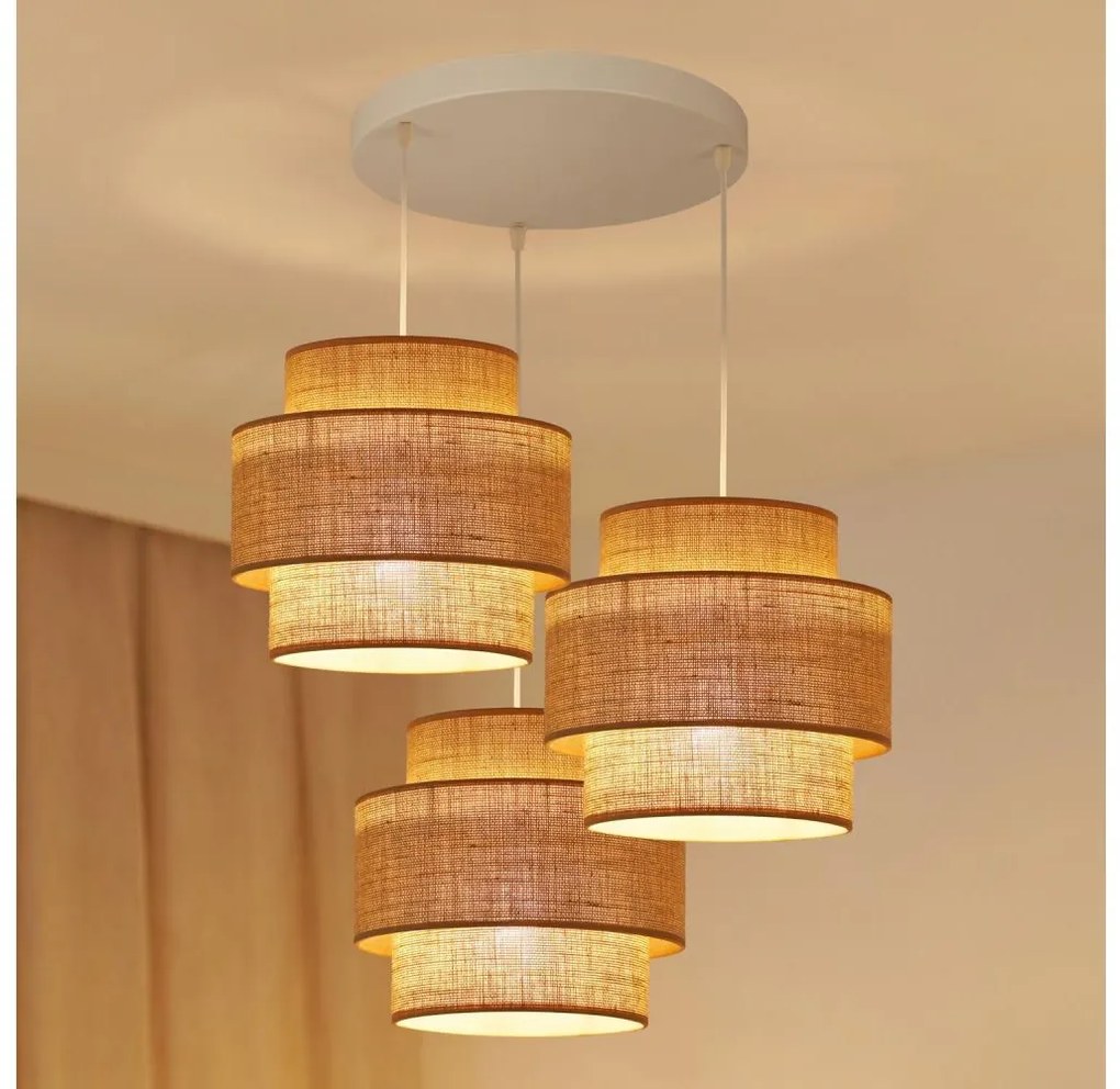 Brilagi Brilagi - Csillár zsinóron SPACE YUTE 3xE27/15W/230V bézs/fehér BG1249