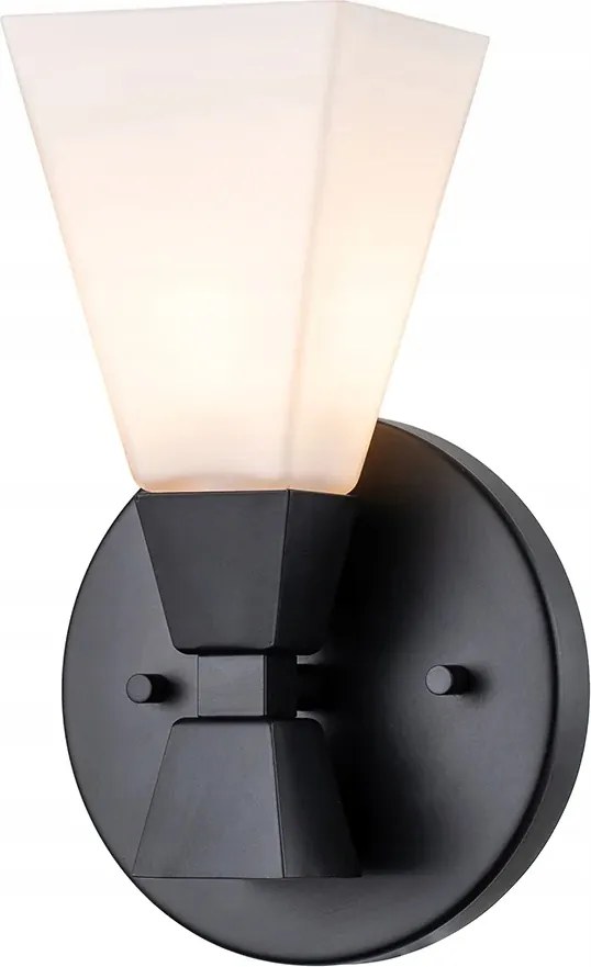 Fali lámpa matt fekete üveg fehér hálószoba lámpabúra IP44 Elstead