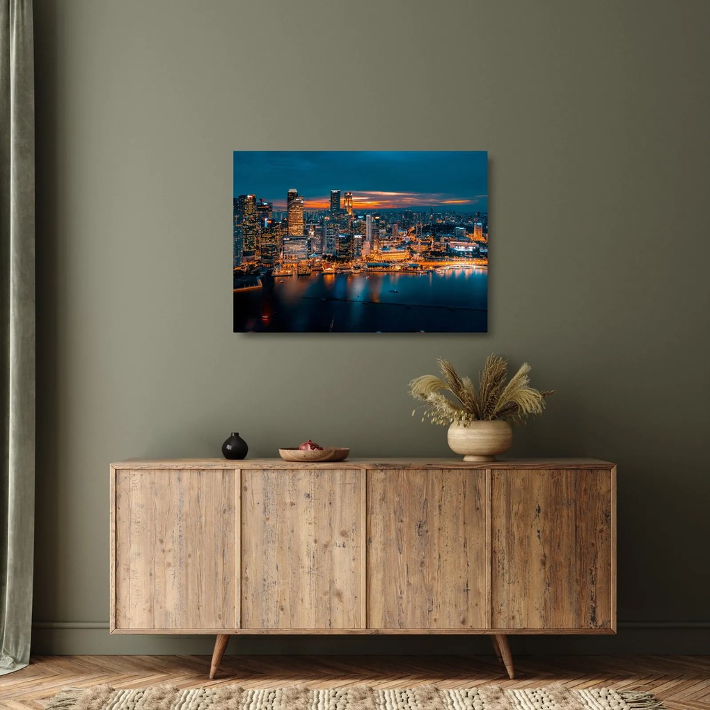 Éjszakai város képe (üvegen) (70x50 cm)
